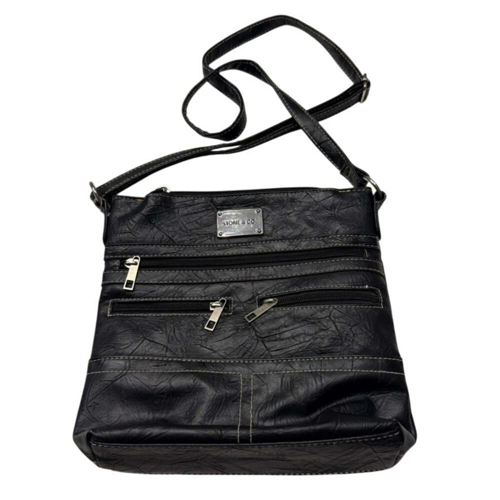 Stone&Co. Multi Pocket Crossbody Leather Bag in Black